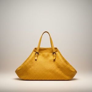 Bottega Veneta Canary yellow  Intrecciato Woven Nappa Leather Large Cesta Tote